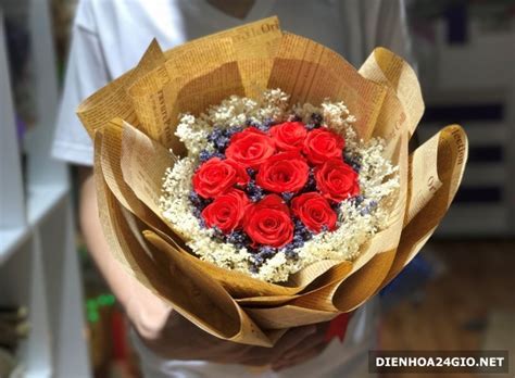 Ý nghĩa kì diệu của bó hoa 9 bông hồng Flowerfarm vn shophoa