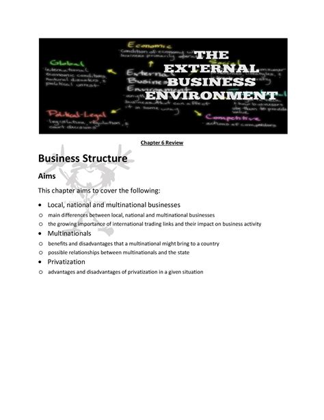 Ch6 Notes Chapter 6 Review Business Structure Aims This Chapter