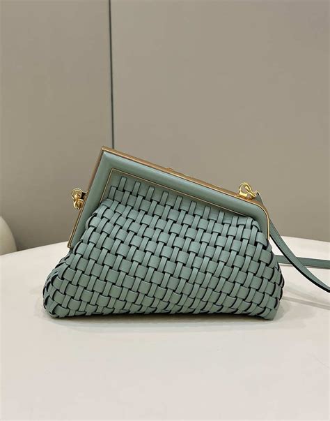 Fendi Bp First Small Green Braided Leather Bag Wholesales