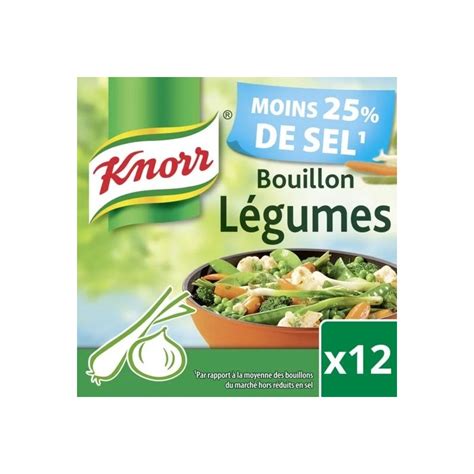 Bouillon de légumes réduit en sel KNORR la boite de 12 bouillons de 9 1 g