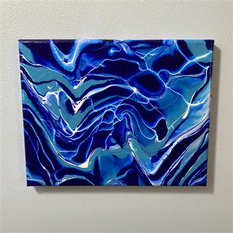 Blue Water Abstract Art Painting. Glossy Finished Original | Etsy