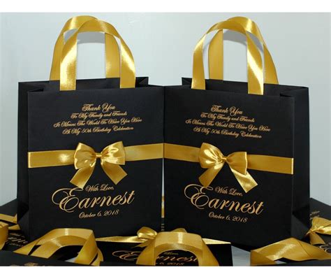 25 Elegant Black And Gold Birthday Party Bags For Your Guests Etsy