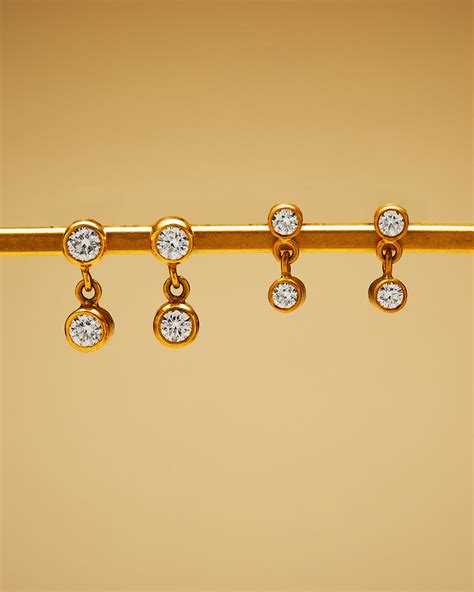 Meadow Double Small Diamond Earrings In 20k Peach Gold Reinstein Ross