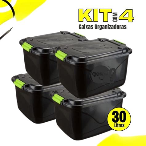 Kit Caixas Organizadora L Grande C Tampa E Trava Cesto Para