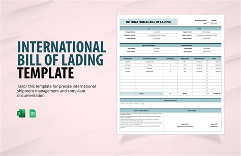 International Bill Of Lading Template