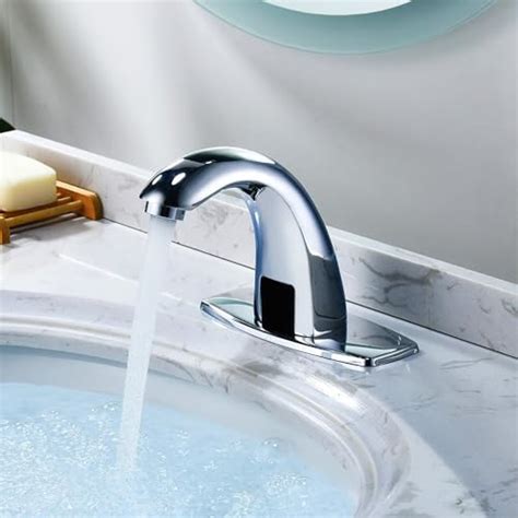 Automatic Touchless Bathroom Sink Faucet Hands Free Bathroom Tap With Deck Plate Battery Or