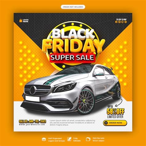 Free PSD Black Friday Car And Automotive Super Sale Social Media