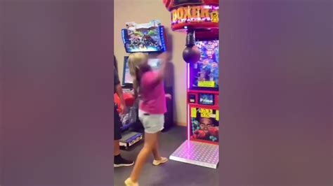 This Girl Almost Destroy The Punching Machine Or Her Face😂🤣 Shorts Funnyvideo Youtube