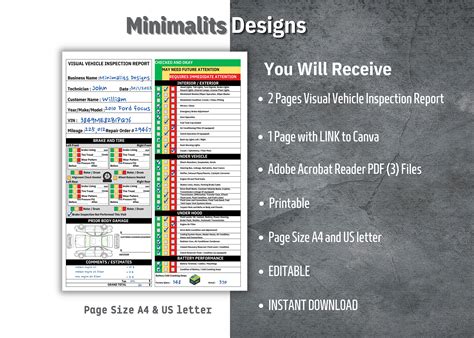 Visual Vehicle Inspection Report Vehicle Inspection Worksheet Car