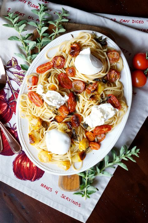 Roasted Cherry Tomato And Burrata Pasta The Baking Fairy