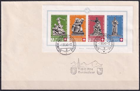 Schweiz Pro Patria 1940 Block 5 Auf Brief Gestempelt 01 08 1940