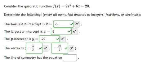 Solved Consider The Quadratic Function F X 2x2 6x−20