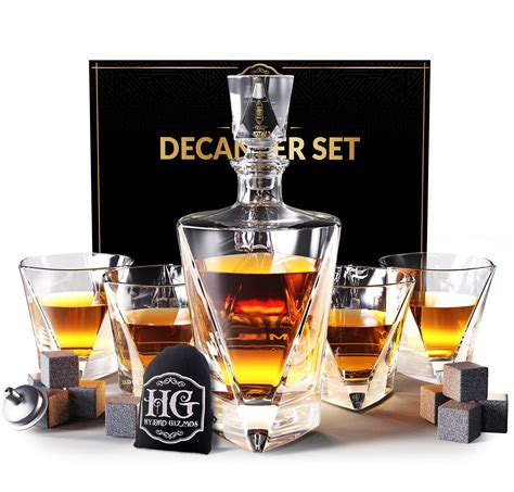 Buy Whiskey Decanter Set For Men With 4 Glasses And 9 Cooling Whisky