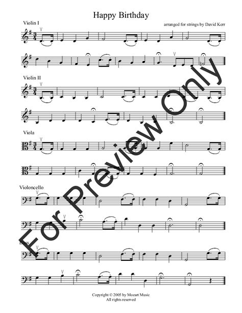 Happy Birthday To You Violin Sheet Music Happy Birthday To You Free