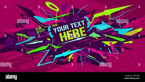 Colorful Cyberpunk Neon Abstract Graffiti Style Banner Vector