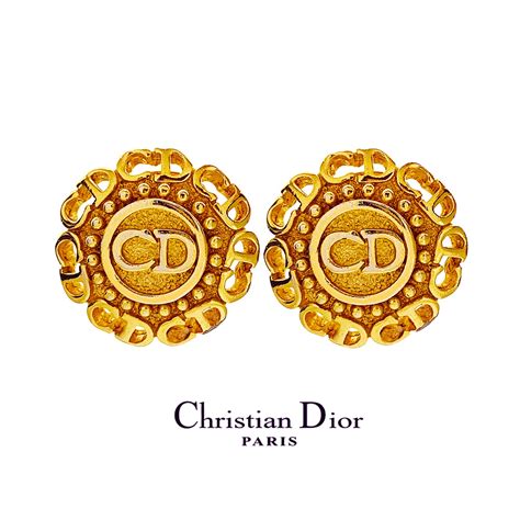 Vintage Christian Dior Logo Earrings France Couture Rich - Etsy