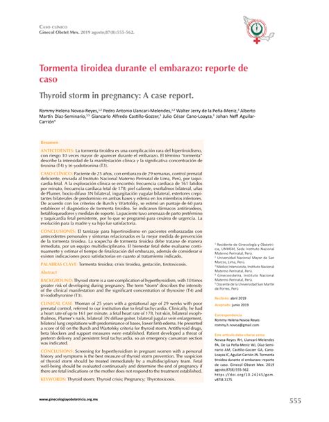 PDF Tormenta Tiroidea Durante El Embarazo Reporte De Caso