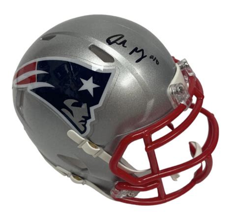 Drake Maye Autographed New England Patriots Silver Mini-Helmet - KBK Sports