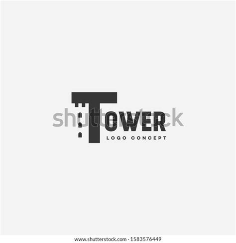 Tower Lettering Logo Design Template Stylized Stock Vector Royalty