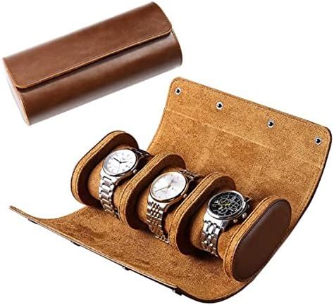 Amazon Leture Vegan Leather Watch Case Slot Watch Roll Travel