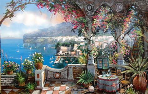 Oil painting of Amalfi coast Sorrento Italy, Fantasy House, Learning ...