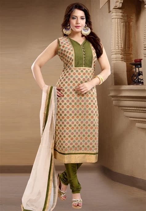 Beige Banglori Silk Readymade Churidar Suit Churidar Suits