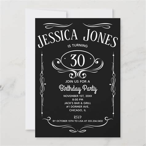 Whiskey Label 30th Birthday Invitation Zazzle