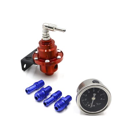 Aluminum Universal Adjustable Fuel Pressure Regulator Gauge Fitting