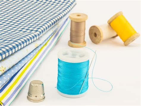 Free Photo Blue Embroidery Set Over White Background