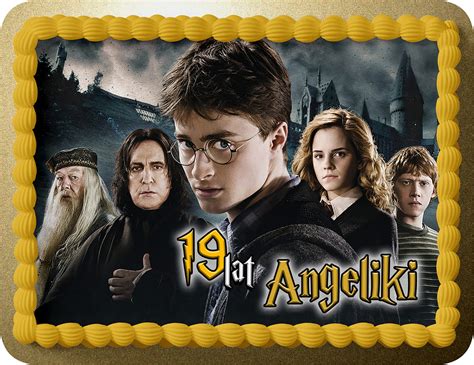 Op Atek Na Tort Harry Potter Prostok Tny Gratis Tekst Wafers Premium