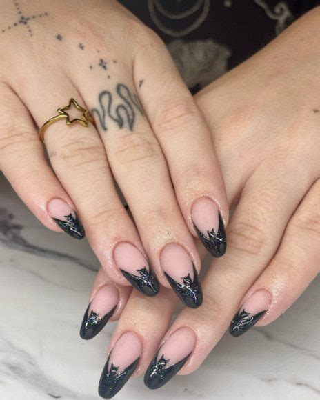 Wickedly Halloween Nail Art Ideas Glam Batty French Tip Nails