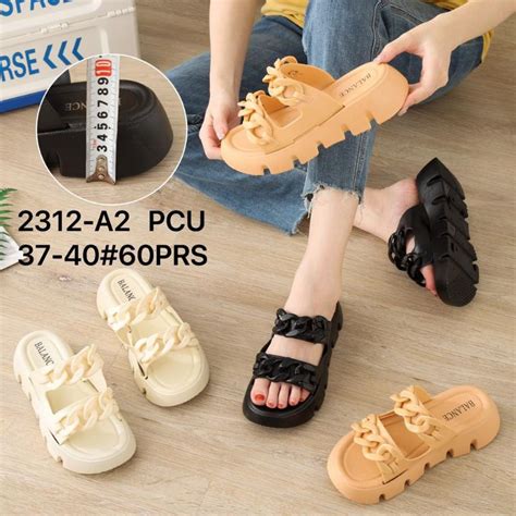 Jual Sandal Wedges Wanita Import Ban Dua Ring Rantai Balance A