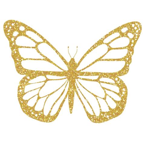 Golden Butterfly Glitter Icon With Transparent Background