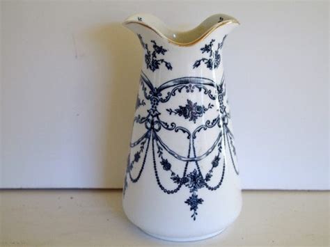 Flow Blue Vase Porcelain Circa 1800s Antique By Bellasvintagechic