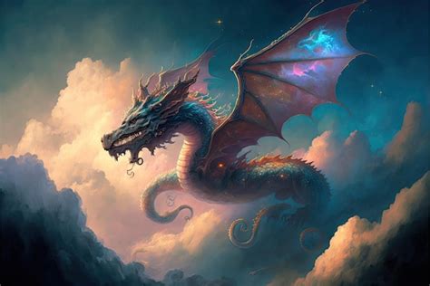 Premium Photo An Epic Fantasy Illustration Featuring A Dragon Flying