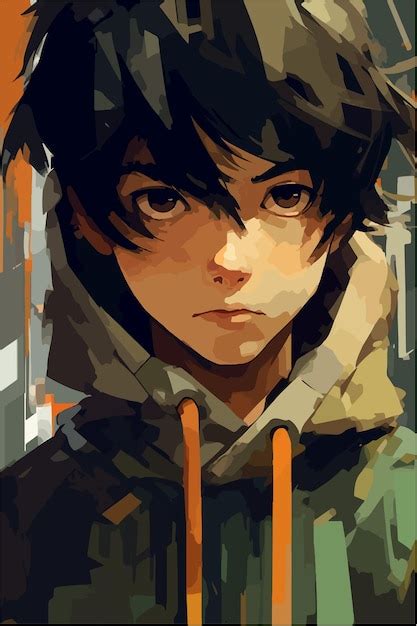 Premium Vector A Painting Of A Boy Anime Style Vector Illustration