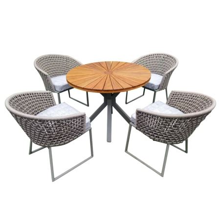 Conjunto de Mesa em Corda Náutica Jasmin 4 Cadeiras 1 Mesa