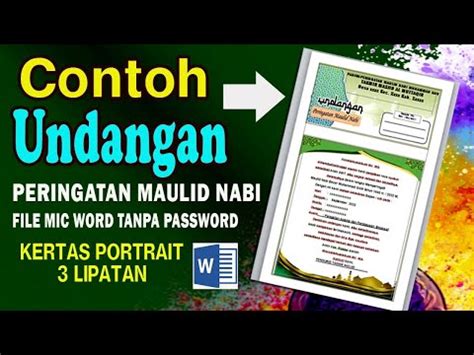 CONTOH UNDANGAN MAULID NABI DI WORD TIGA LIPAT YouTube