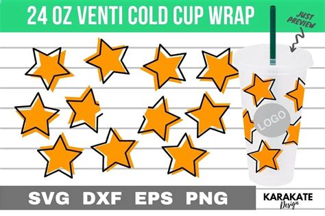 Star Line 24 Oz Venti Cup Hole Wrap SVG Graphic By KARAKATE Creative