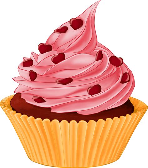 Cartoon Cupcake Heart Topping Transparent Png Stickpng