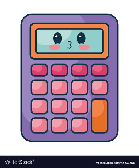 Kawaii Calculator Design Royalty Free Vector Image