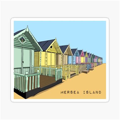 Mersea Island Essex England Colourful Beach Huts Sticker For Sale By Onethreesix Redbubble