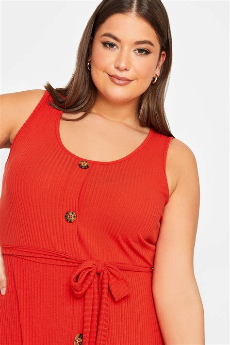 Yours Plus Size Red Ribbed Sleeveless Maxi Dress Yours Clothing