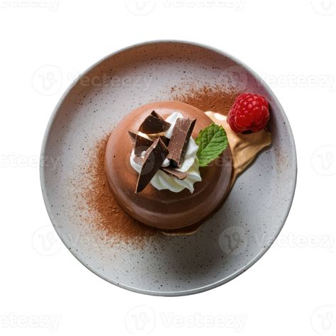 Chocolate Pudding With Whipped Cream And Raspberry 47600071 Png