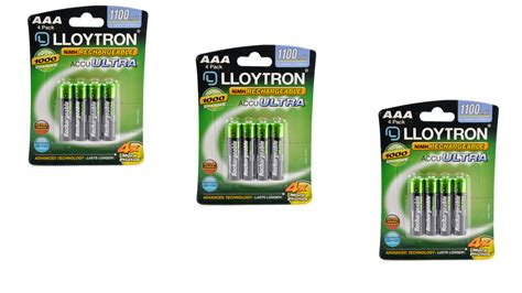 12 X Lloytron Aaa 1100 Mah Rechargeable Batteries Solar Nimh Hr03