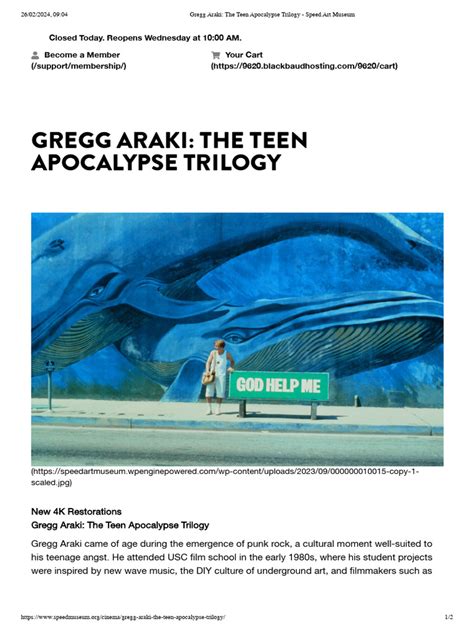 Gregg Araki The Teen Apocalypse Trilogy Speed Art Museum Pdf