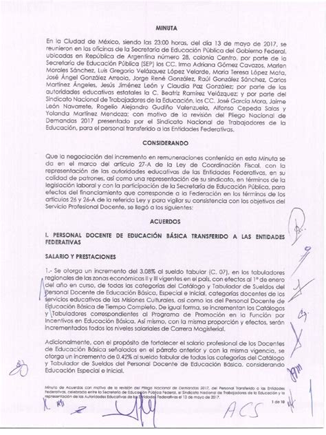 Minuta Acuerdos Personal Transferido Entidades Federativas Pdf
