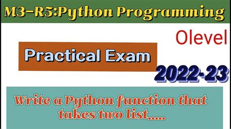 O Level M R Paper Practical Exam Most Important Python Programing