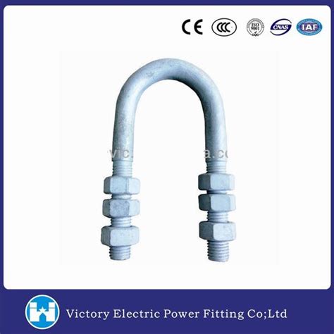 Hot DIP Galvanized U Type Anchor U Bolt With Nut For Power Line Hadware Fittings Unequal In