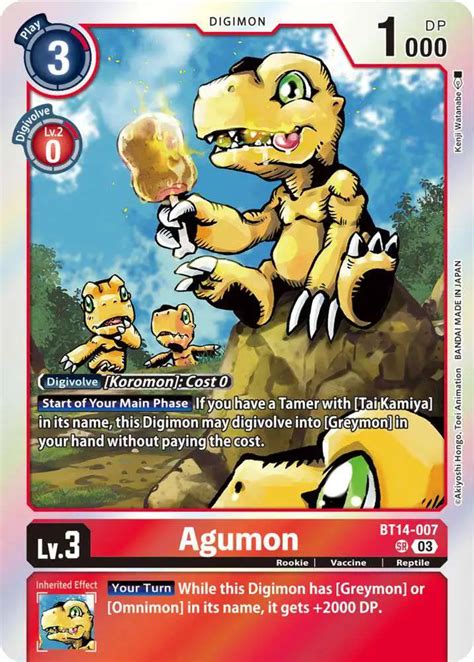 Digimon Trading Card Game Blast Ace Single Card Super Rare Agumon Bt14 007 Toywiz